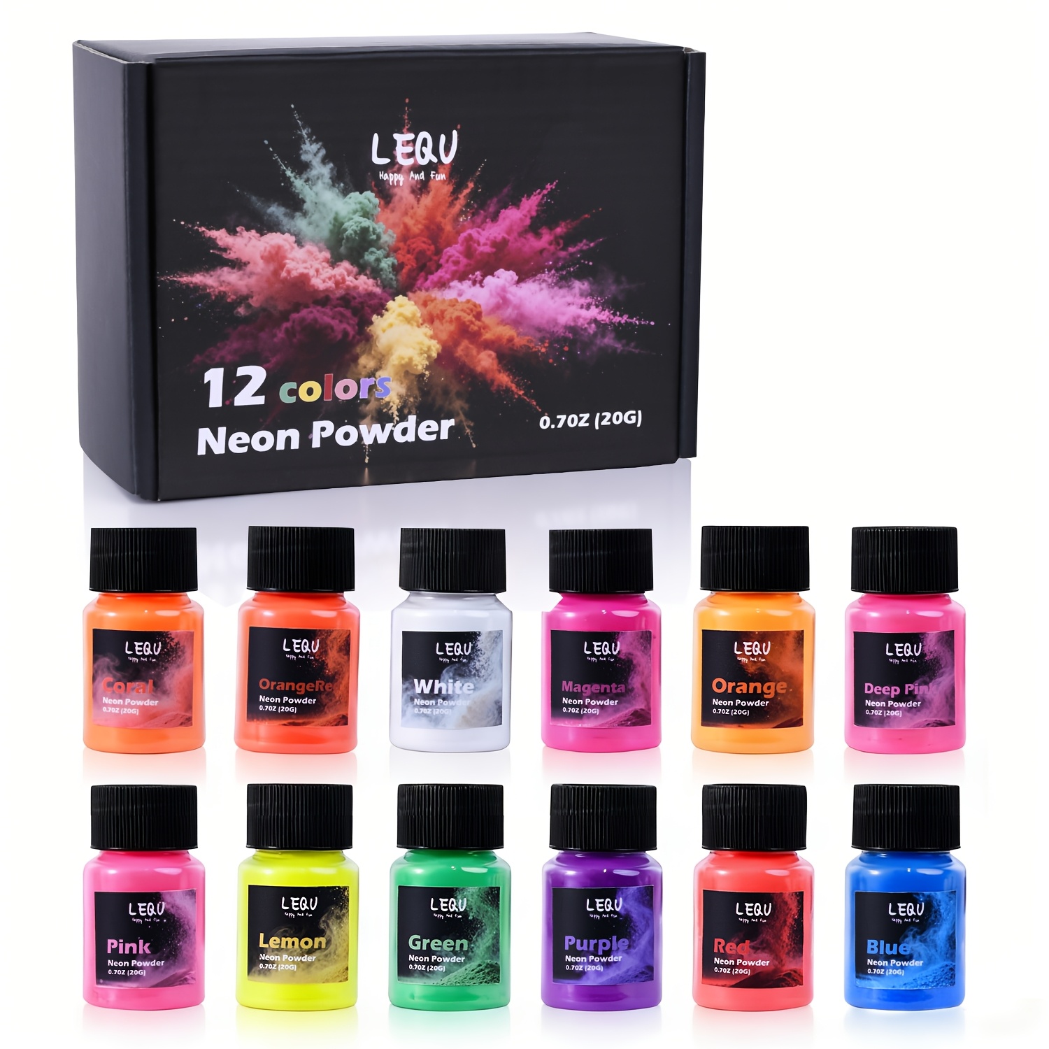 Soap Making Book For Beginners - LEQU 12色ネオン蛍光樹脂顔料パウダー、1本あたり20g/0.7オンス、エポキシ樹脂キャスティング、家の装飾、タンブラー、ジュエリー製作、石鹸、スライム、ネイルアート用の鮮やかな染料顔料キット、DIYクラフト愛好家や樹脂愛好家のための多目的着色剤