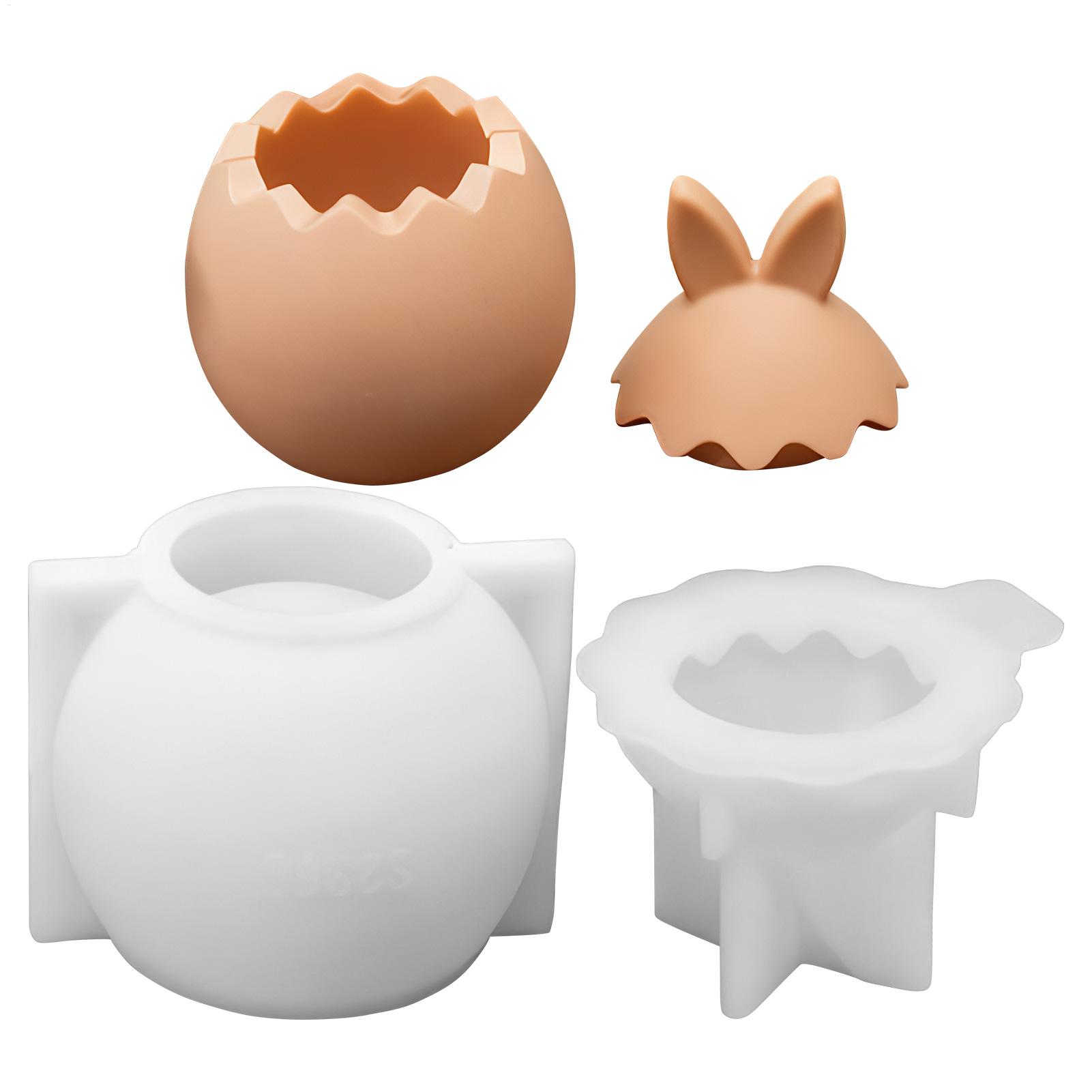 Soap Making Friends - イースターエッグ型 3Dシリコン製 ウサギ耳型トレイ キャンディチョコレート作り用品 ベーキングモールド 石鹸樹脂DIY