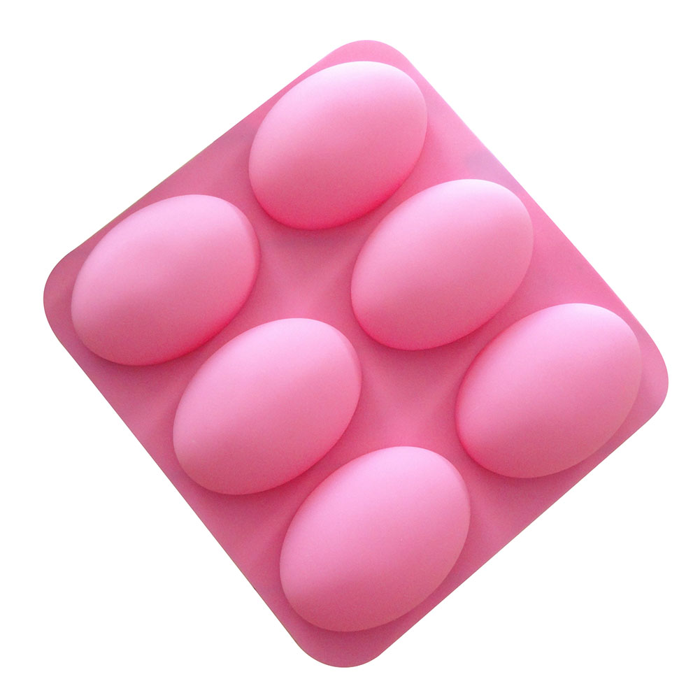 Soap Making Ideas - 多機能楕円形シリコン石鹸型、6つの空洞、ケーキベーキングパン、DIY石鹸製造用品、浮腫が簡単で清潔