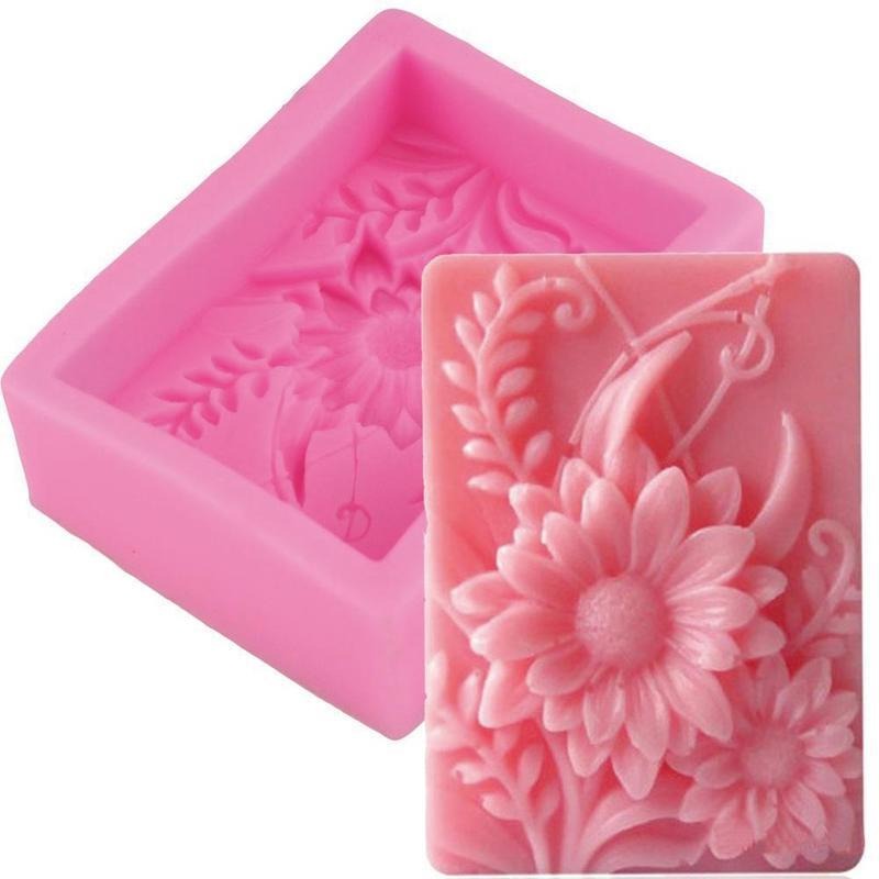 Soap Making Book For Beginners - 1pc 3D スクエアローズフラワーシリコーン石鹸型手作りレリーフ菊石膏樹脂作成キット DIY ケーキデコレーションベーキング