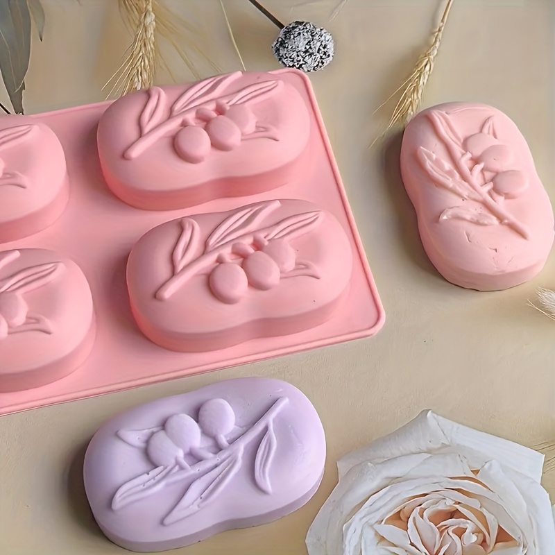 4つの空洞を持つ楕円形のオリーブの木シリコンソープモールドD - Soap Making Book For Beginners のレビューと価格