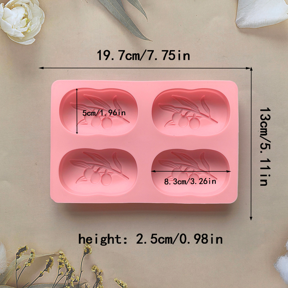 4つの空洞を持つ楕円形のオリーブの木シリコンソープモールドD - Soap Making Book For Beginners のレビューと価格