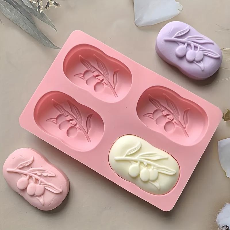 4つの空洞を持つ楕円形のオリーブの木シリコンソープモールドD - Soap Making Book For Beginners のレビューと価格
