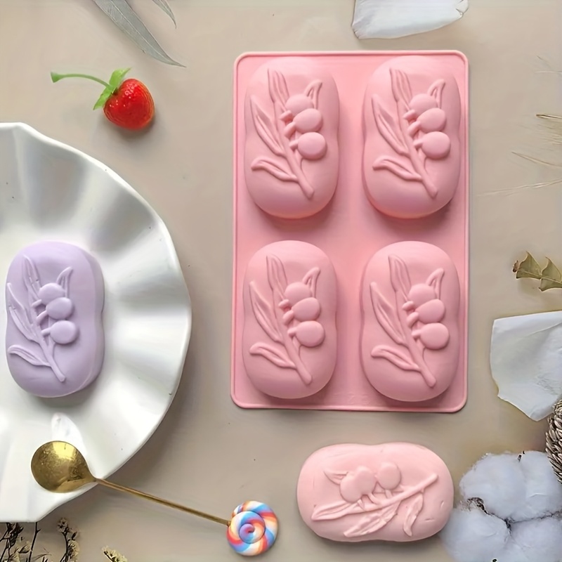 4つの空洞を持つ楕円形のオリーブの木シリコンソープモールドD - Soap Making Book For Beginners のレビューと価格