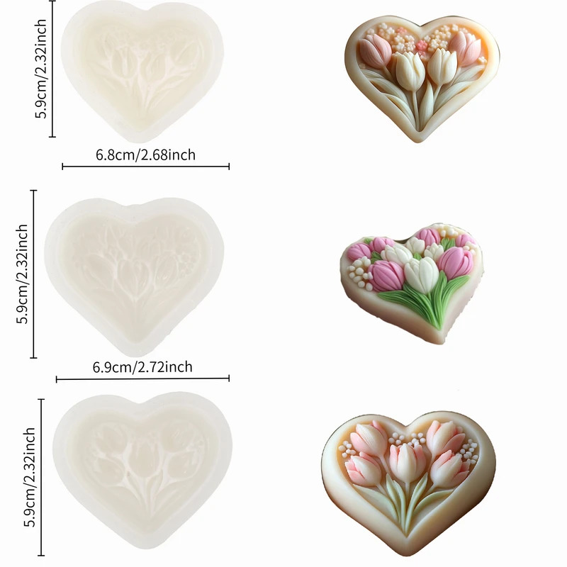 ハート型チューリップキャンドル用シリコンモールド – 透明な - Soap Making Book For Beginners のレビューと価格